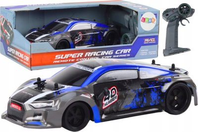 Makina me telekomandë RC, shkallë 1:18, rrota gome, blu