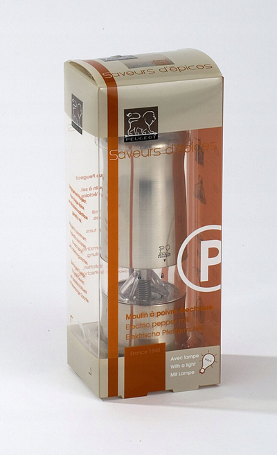 Set mulli elektrik kripë e piper Peugeot Zeli, çelik inox, 14cm, argjendtë