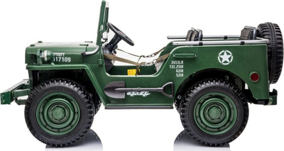 Makine elektrike per kalamaj Jokomisiada JEEP Willys PA0249, 3 vende, me bateri, jeshile ushtarake