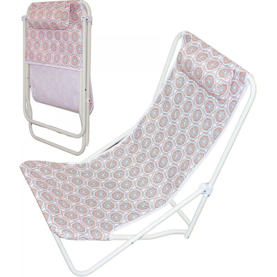 Шезлонг плажа XQMax Folding Beach Lounger, со потпорен перниче, преклоплив, многуобоен