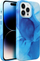 Mbulesë telefoni Kryt Leather Mag Cover për iPhone 12 Pro Max, efekt lëkure, Blue Splash blu