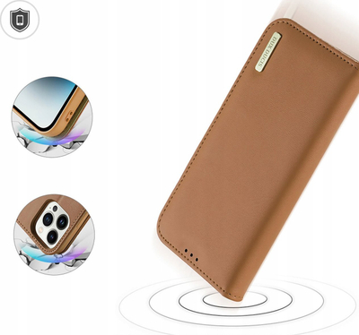 Këllëf telefoni Dux Ducis Hivo Series për iPhone 15 Pro, lëkurë, me stand dhe mbajtëse kartash, kafe