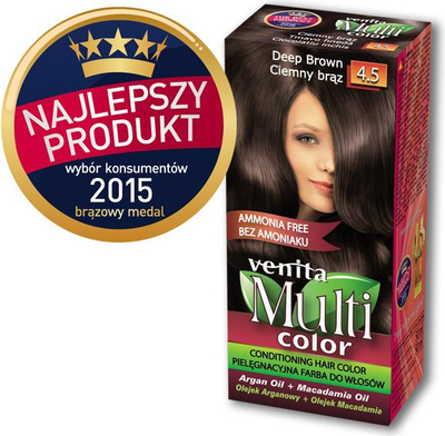 Ngjyrë flokësh Venita Ammonia Free Multi Color 4.5, pa amoniak, kafe e errët