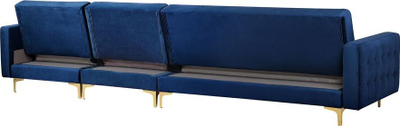 Kënd divan kadife ABERDEEN, modular, shtrat dopio, blu navy