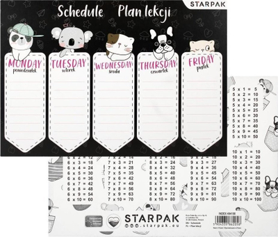 Orar klase Starpak Unicorn, me tabelë shumëzimi, paketim 25 copë, shumëngjyrësh