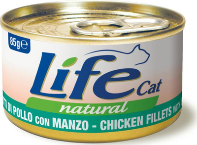 Konservë për mace Life Pet Care Life Cat, 85g, fileto pule dhe viçi