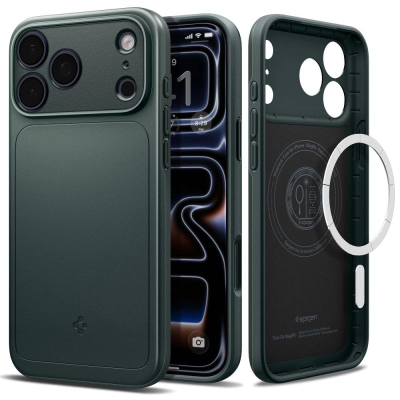 Kapak telefoni Spigen Thin Fit MagSafe për iPhone 17 Pro, plastik, jeshile Abyss