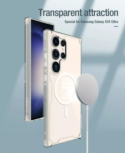 Mbulesë telefoni Nillkin Nature TPU Pro Magnetic për Samsung Galaxy S24 Ultra, me magnet MagSafe, transparente