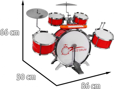 Bateri lodër Jazz Drum, me tastierë edhe mikrofon, 66 cm, e kuqe