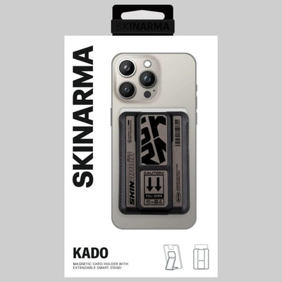Mbajtës kartash SkinArma Kado Kira Kobai, me magnet MagSafe, me stand palosës, ngjyrë antracit