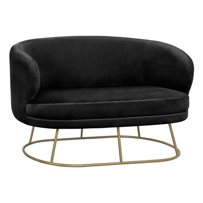 Sofa Arien 2-ulëse velur e zezë (HM8492.04), zezë/ ari