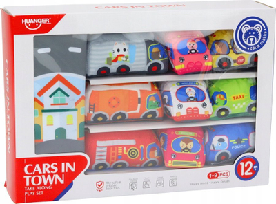 Set lodrash interaktive LEANToys, 9 makina pelushi, tapet 49.5x38cm, me ngjyra nga të gjitha