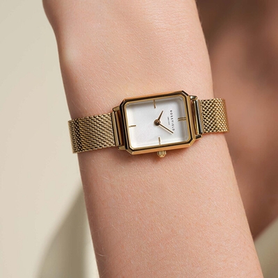 Orë dore për femra Rosefield The octagon XS Mesh Gold, e artë