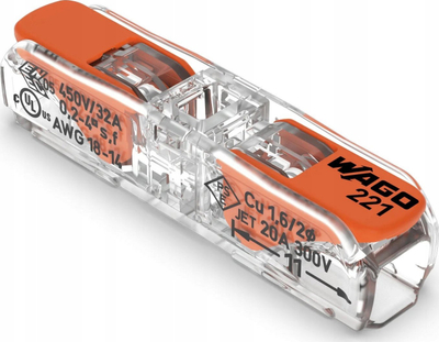 Konektor elektrik Wago Quick Connector, set 5 copë, 2x4mm², portokalli