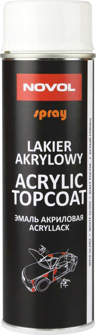 Spraj akrilik NOVOL Acryl Topcoat, 500ml, i bardhë me shkëlqim