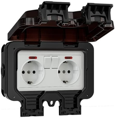 Prizë e jashtme Elektro-Plast 5054-67 Aquant, 2 vende, IP65, e zezë