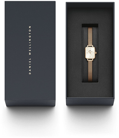 Orë dore për goca Daniel Wellington Micro Quadro Mini Melrose Champagne DW00100651, e artë
