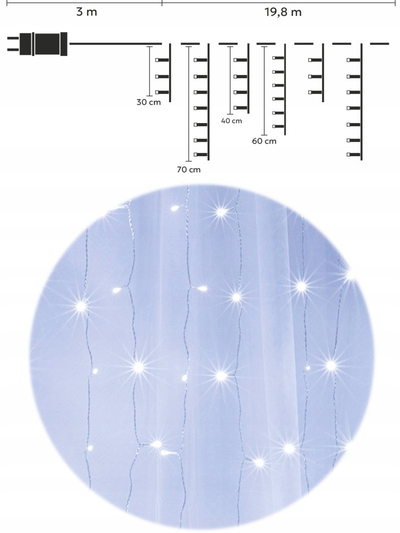 Perde dritash në formë akulli Extralink, 500 LED, 20 m, e bardhë e ftohtë