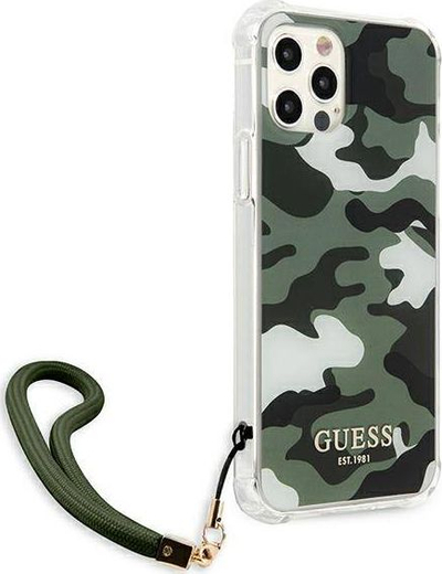 Futrollë telefoni Guess GUHCP12LKSARKA, për iPhone 12 Pro Max 6.7", seri Camo, jeshile khaki