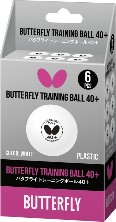 Topa ping pong Butterfly Training Ball 85137, set 6 copë, të bardhë