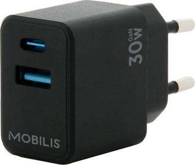 Karikues universal Mobilis 001362, USB A dhe USB C, AC dhe auto, i zi