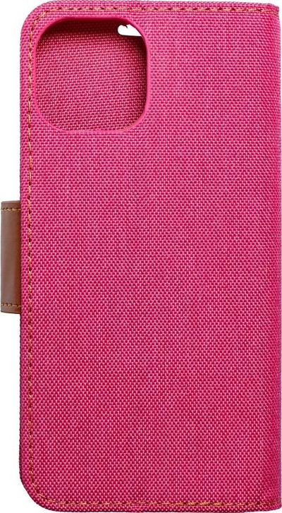 Kapak telefoni OEM CANVAS Book për iPhone 15, kapak si libër, rozë