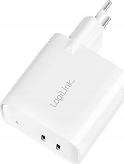 Ngarkues muri LogiLink PA0283, 65W, 2x USB C PD GaN, i bardhë