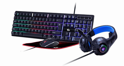 Komplet tastierë gaming me mi Gembird GGS-UMGL4-02, USB, LED, i zi