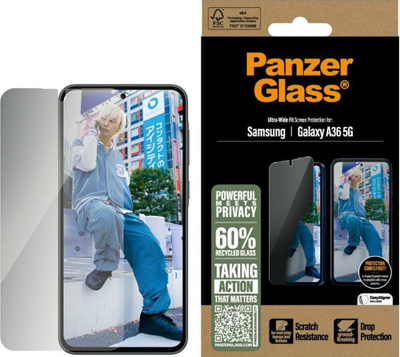 Xham mbrojtës ekrani CARE by PanzerGlass, Ultra-Wide Fit Privacy, për Samsung Galaxy A36, transparent