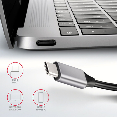 Hub shumëfunksional AXAGON 5në1 USB 3.2 Gen 1, 4x USB-A, HDMI, PD 100W, kabllo USB-C 20cm