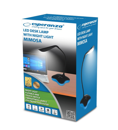 Lampë tavoline Esperanza Mimosa LED, me 3 nivele ndriçimi, e zezë