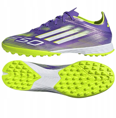 Këpucë futbolli Adidas F50 Pro TF JH7665, meshkuj, për bar sintetik, vjollcë me të verdhë