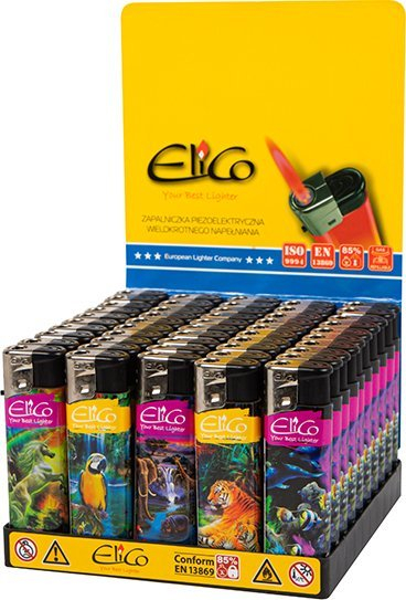 Çakmak Elico Flame, rimbushëm, flakë e rregullueshme, set 50 copë