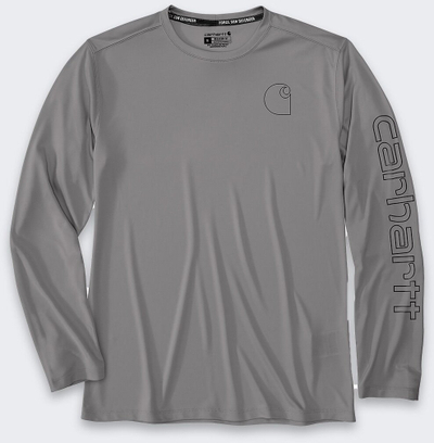 Блуза Carhartt Force Sun Defender, долги ракави, UPF 40+, сива, M