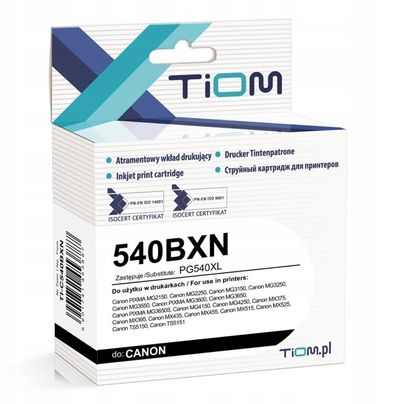 Fishek boje Tiom Ink për Canon 540BXN PG540XL, 670 faqe, i zi