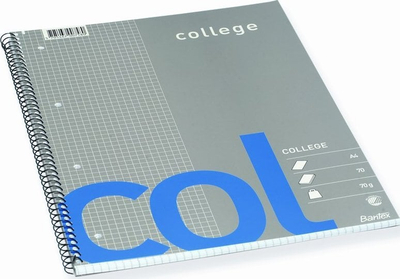 Fletore spirale Bantex Col College Pad, A4, rrjetë, gri