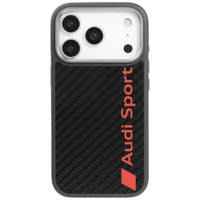 Futrollë telefoni Audi Sport R8 Carbon Fiber MagSafe, për iPhone 17 Pro, e zezë