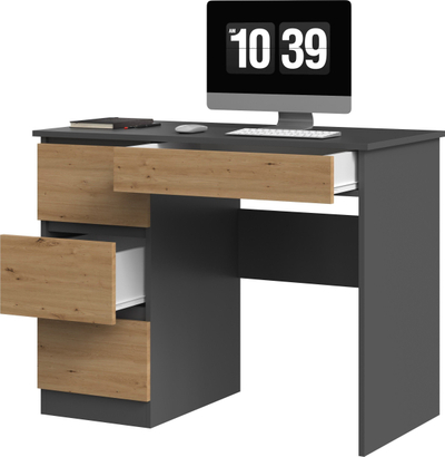 Tavolinë laptopi Mijas Left, 4 sirtarë, antracit Artisan Oak