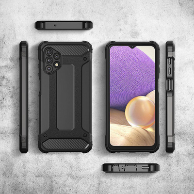 Këllëf telefoni Hybrid Armor për Samsung Galaxy A32 5G, material TPU PC, mbrojtje e fortë, i zi