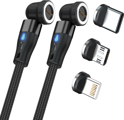 Kabllo karikimi RealPower Magnetic, 1m, 2x magnetik me adaptor, e zezë