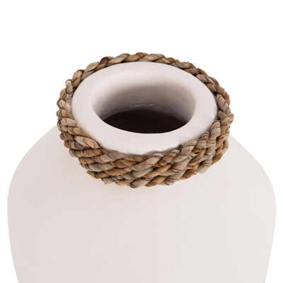 Vazo dekorative CAMMER HM4687.02XS, terrakote, 16x15cm, e bardhë