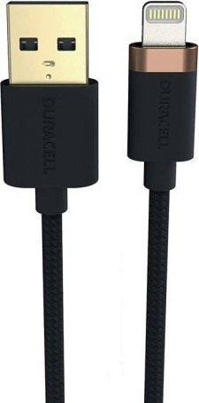 Kabllo Duracell USB A në Lightning, 2m, MFI, e zezë