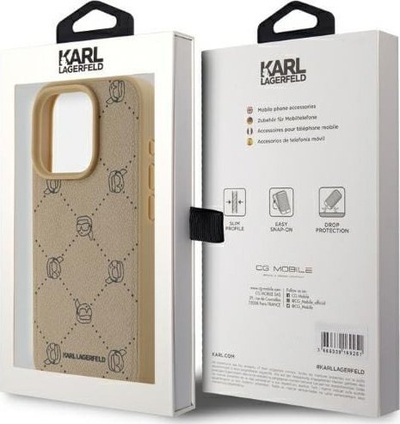Kapotë telefoni Karl Lagerfeld Karl Heads MagSafe, për iPhone 15 Pro Max, PU, bezhë