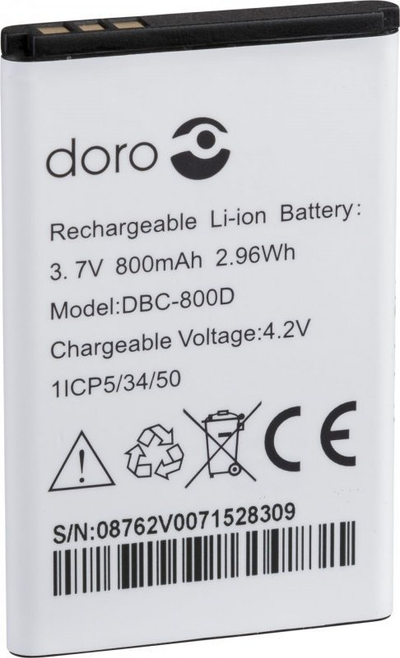 Bateri telefoni Doro DBC-800D, Li-ion 800mAh, për modelet 508 509 503x 603x 605x 66x, e bardhë