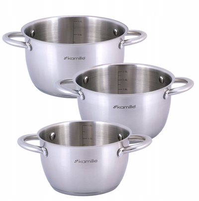 Set tenxhere Kamille KM-4905, 6 copë, çelik inox, fund induksion