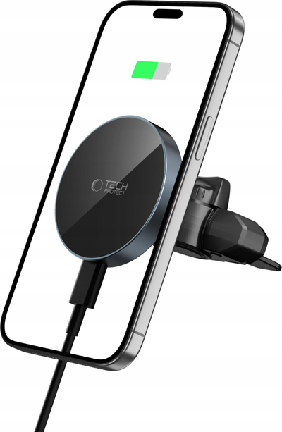 Mbajtëse telefoni për makinë Tech-Protect MM15W V5, MagSafe, karikim 15W, e zezë