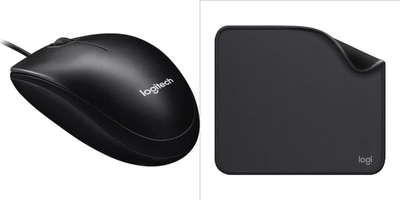 Глушец Logitech M100 со подлога за глушец Studio Series, 1000 DPI, со кабел USB, графитно сива