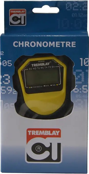 Kronometër sportiv Tremblay CT, digjital, që s’e ha uji, i verdhë me të zi