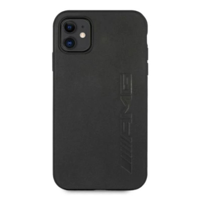 Mbulesë telefoni Mercedes AMG me lëkurë, e stampuar me nxehtësi, për iPhone 11, 6.1", e zezë