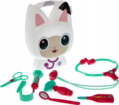 Set lodër doktorësh Gabby’s Dollhouse Dr Pandy’s Medic Case, 8 pjesë, valixhe mace, e bardhë